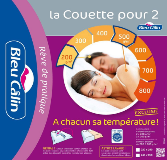 test couette Bleu Câlin modulable